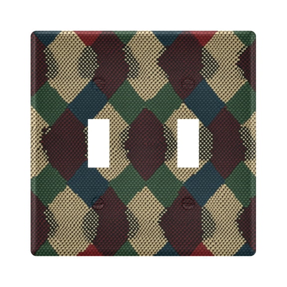 Yayeee Toggle Light Switch Wall Plate 2-Gang 4.56"x4.48" Decorative Outlet Cover, Green Tartan Pattern