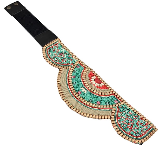 Joyería de Danza Del Vientre con Cinturón Ajustable Elástico con étnicas Bohemias - , una talla Verde Salvador Dali Cinturón de cintura con cuentas