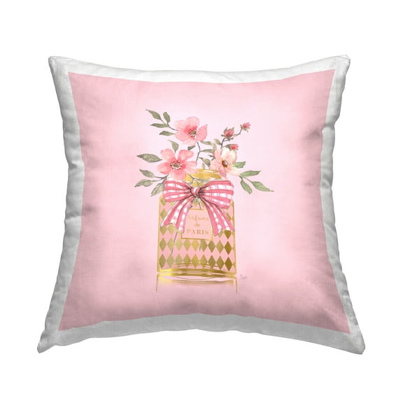 Stupell Industries Perfume Bouquet Florals 18" x 18" Plants & Flowers Floral Print Polyester Throw Pillow, Zip Closure 1 Count