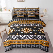 Homewish Teens Tribal Aztec 7-Piece Twin Bedding Sets,Bohemian Theme Bedding Comforter Set,Exotic Style Breathable Sheet Sets,Microfiber Bedroom Decor,Reversible