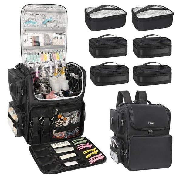 Bolsa de viaje Relavel para herramientas de pelo con 6 bolsas transparentes y separadores