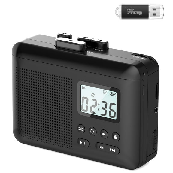 3700mWh Portable Cassette Recorder Player, Cassette Tape Player to MP3 via SD Card,Tape Player ,Built-in Microphone&Speaker,Headphone Jack,16GB SD Card, Ideal Gift for Home