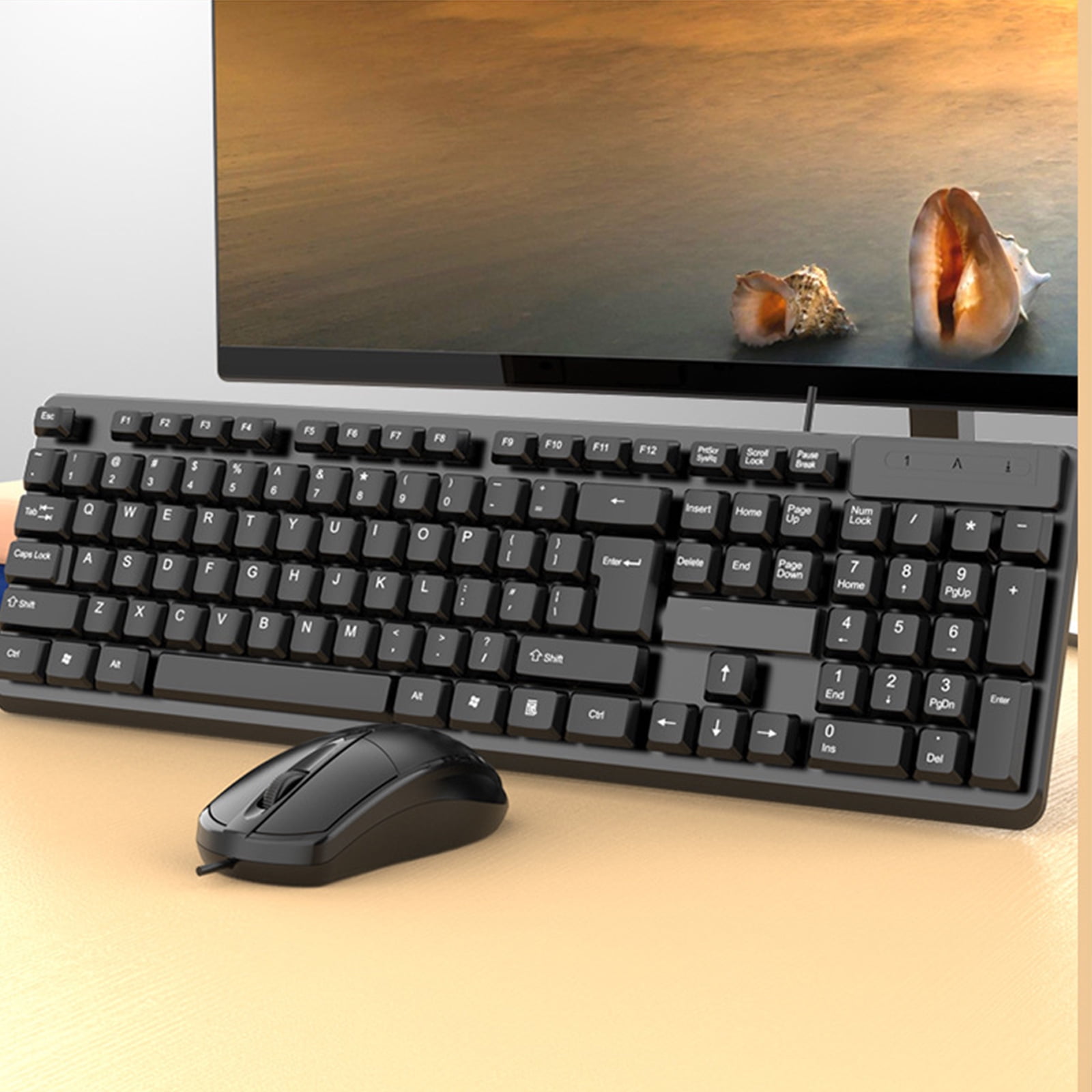 Gaming Keyboard and Combo USB Corded Full Size Mechanical Feeling Keyboard for Laptop Desktop