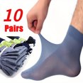 thumbnail image 2 of Men's Thin Elastic Ankle Socks, Breathable Lightweight Dress Socks, 10 Pairs, 2 of 10