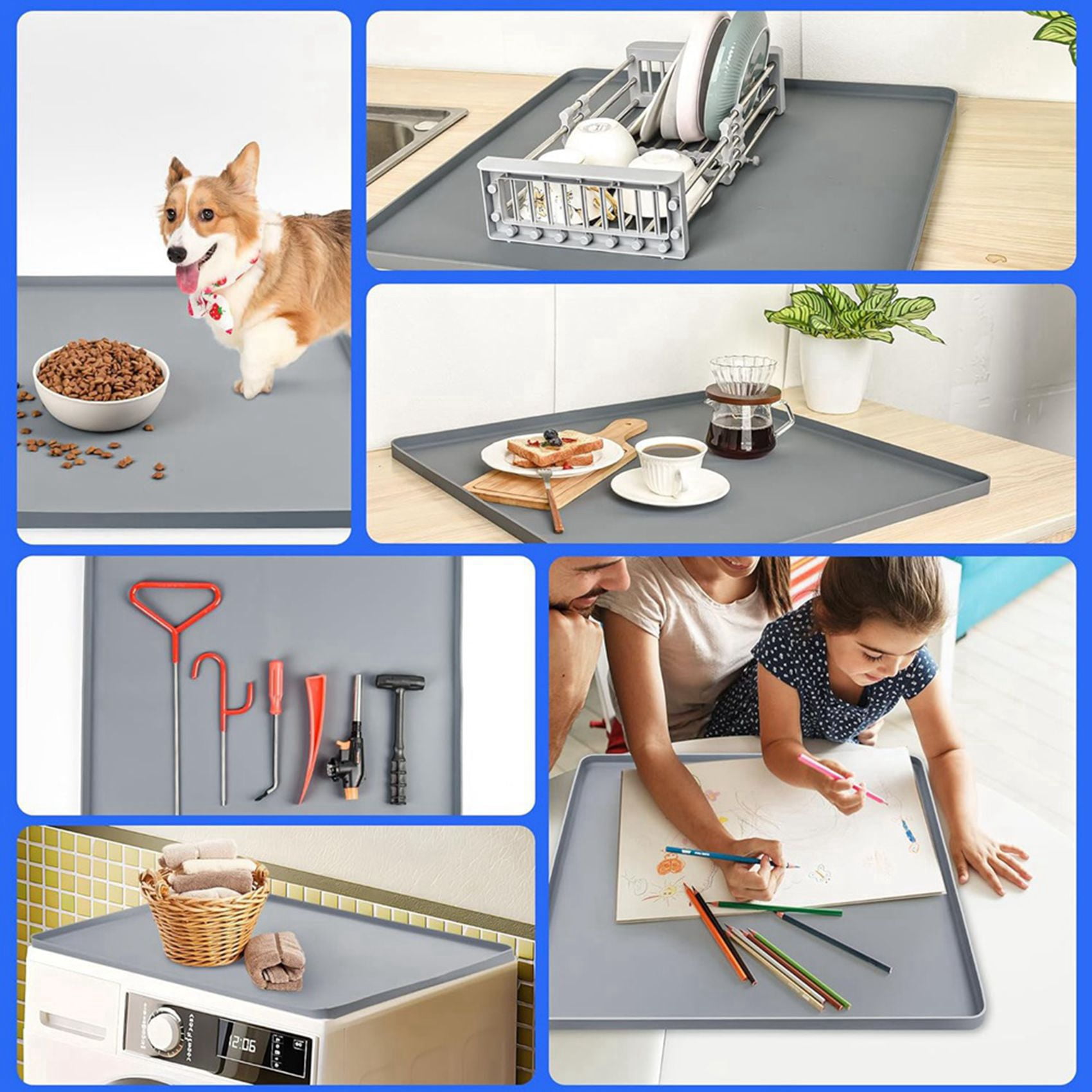 2X Washer Dryer Protective Silicone Rubber Mat 23.6 X 23.6Inch for Washer and Dryer Cover for the Top Anti-Slip