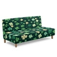 thumbnail image 2 of Xoenoiee Green Shamrock Heart Print Stretch Futon Slipcover Armless Futon Bed Cover Furniture Protector Without Armrests with Elastic Bottom for Kid, Soft Armless Futon Cover St. Patrick's Day Decor, 2 of 7