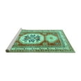 thumbnail image 2 of Ahgly Company Machine Washable Indoor Rectangle Geometric Turquoise Blue Traditional Area Rugs, 2' x 4', 2 of 4
