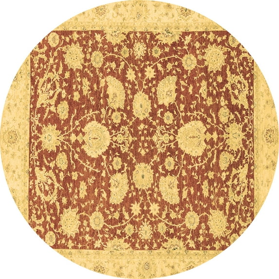 Ahgly Company Indoor Round Oriental Brown Traditional Area Rugs, 6' Round