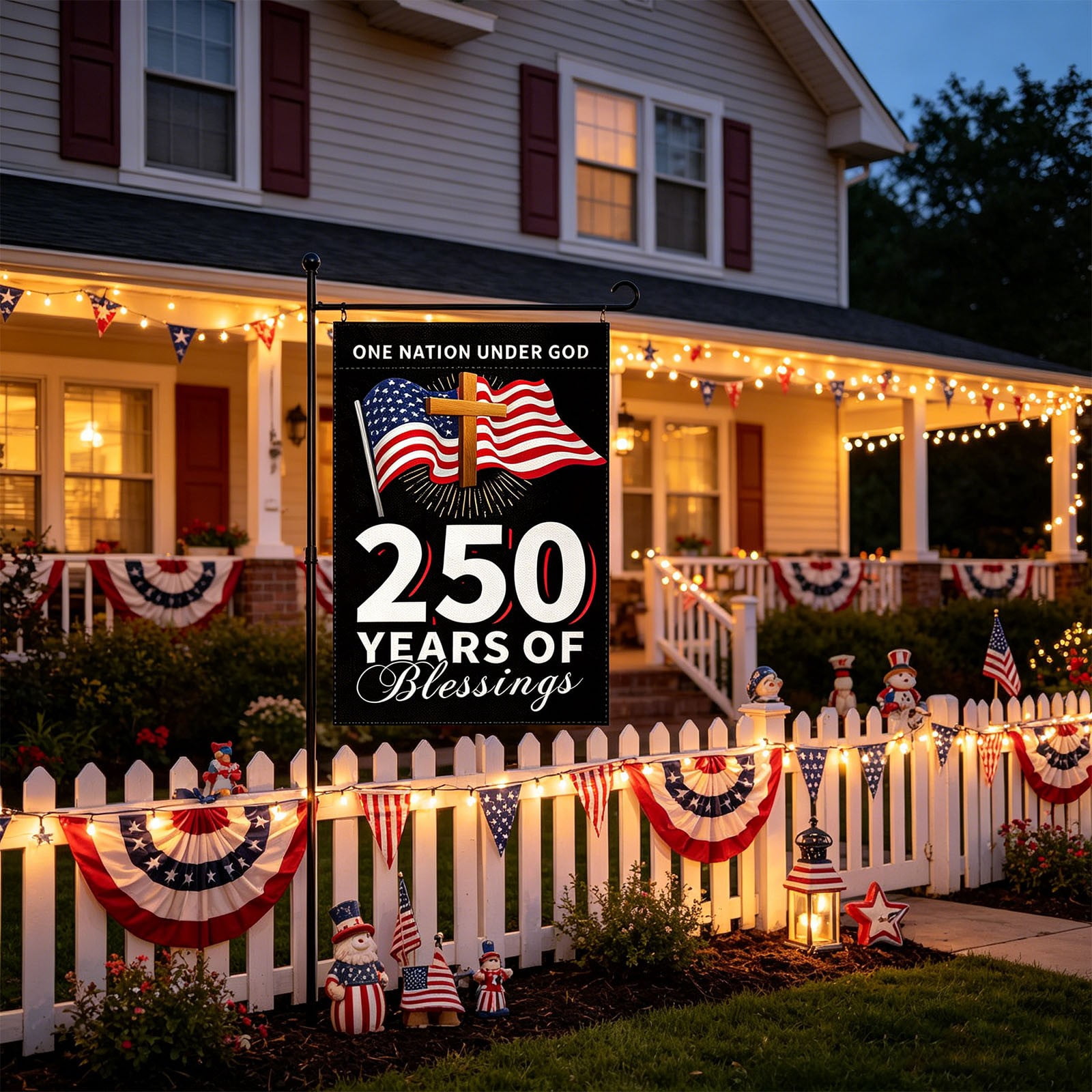 Win s Way USA 250th Anniversary Flag, Double Sided Outdoor Patriotic Decor, 12x18
