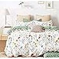 thumbnail image 3 of SLEEPBELLA Ensemble de Housse de Couette 600 Fils au Pouce en Coton Ensemble de Literie (Simple, Floral Blanc&Vert), 3 of 4