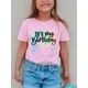 thumbnail image 1 of Bonita camiseta de manga corta con cuello redondo y estampado "Es mi cumpleaños" para niñas, camisetas casuales, ropa de verano para niños., 1 of 6