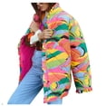 thumbnail image 2 of LOVZFMLL Vestes pour Femmes Automne et Hiver Veste en Coton Plissé Imprimé, 2 of 9