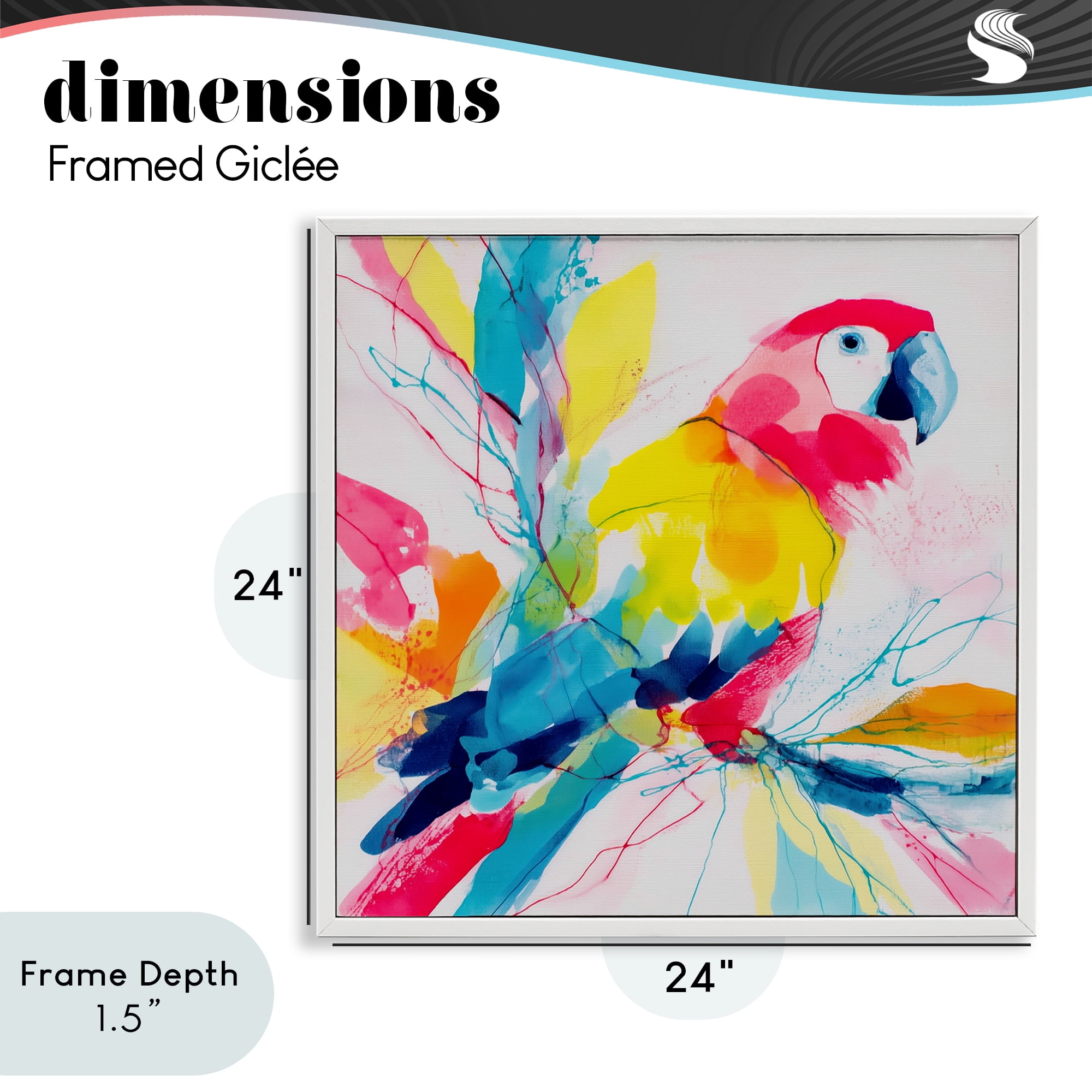 Stupell Industries Expressive Parrot in Bloom White Framed Giclee Art, design by Chromatic Storm Studio