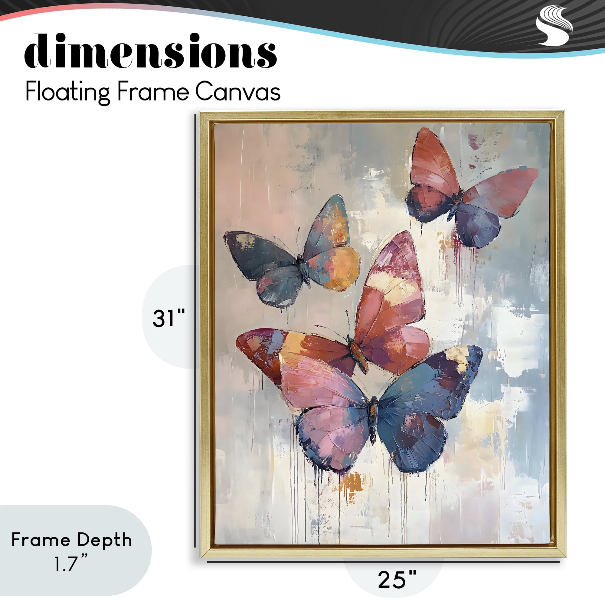 Stupell Industries Butterfly Beauty in Flight Gold Framed Floater Canvas Wall Art, design by Creative Studio