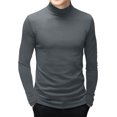 thumbnail image 1 of ORUYROP Mode Hommes Manches Courtes Col Roulé Simulé Hauts Basiques Chandail Décontracté T-Shirt Ajusté sous-Vêtement Uni, 1 of 3