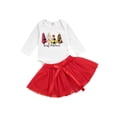 thumbnail image 1 of goowrom Baby Girls Clothes Set, White Printed Pattern Romper and Yarn Skirt, 1 of 8