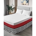 thumbnail image 4 of Black Ripple Bed Skirt Queen Size 18" Drop Black Striped Simple Red Geometric Abstract Ruffled Wrap Around Bed Skirts Adjustable Elastic Bedskirt Dust Ruffle for Queen Size Bed, 4 of 7