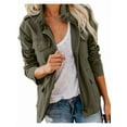 thumbnail image 3 of Women Anorak Jackets Zip Up Snap Buttons Parka Utility Coats Outwear with Pocket Army Green XXXL, 3 of 8