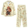 thumbnail image 3 of Renewold Santa Pumpkin Print Pajamas Long Sleeve Sleepwear Button Down Fall Long Sleeve Tee & Pants 2 Packs Breathable Women Thanksgiving Lounge Set Size M, 3 of 6