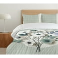 thumbnail image 4 of Ambesonne Flowers Duvet Cover Set, Modern Boho Lattice Floral, Calking, Pale Green Ivory Purple, 4 of 4