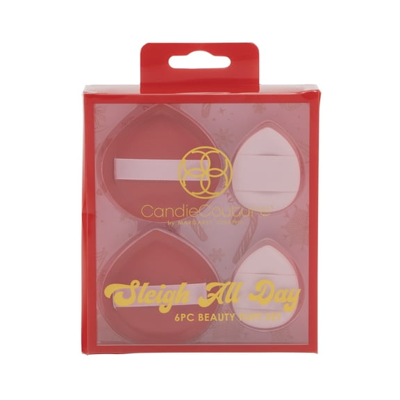 Candie Couture Brand 4pc Marshmallow Blender Set.  Set Includes 2 Large Cosmetic Blenders and 2 Small Cosmetic Blenders w/ Ribbon Finger Holds. Great for Makeup Application, Blending and Contouring.