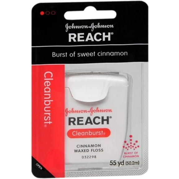 Reach Waxed Dental Floss, Cleanburst Cinnamon, 55 Yards (Pack of 12)
