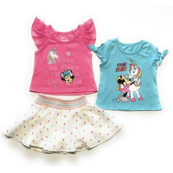 Disney Minnie Mouse Toddler Girl's Tees & Skort Outfit 3-Piece Set (Size 2T)