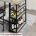 thumbnail image 4 of Aoile Small Dining Table for 2, Kitchen Table Set w/3 Storage Shelves & 2 Upholstered Chairs for Apartment, Rustic Gray (Set of 3), 4 of 7