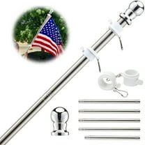 DIIG 6FT Flag Pole Kit,Stainless Steel American US Flagpole for Outdoor Garden Yard House Silver(Without Bracket)