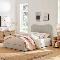 Modway Seluna Boucle Queen Platform Bed in Rock by Modway