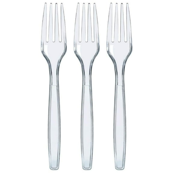 Disposable Clear Plastic Cutlery Disposable utensils Heavyweight 100 Count (Forks)