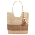 thumbnail image 2 of Bolsa de hombro para mujer con borlas tejido de paja de color de contraste para fiesta (Beige) Ndcxsfigh  Para Estrenar, 2 of 9