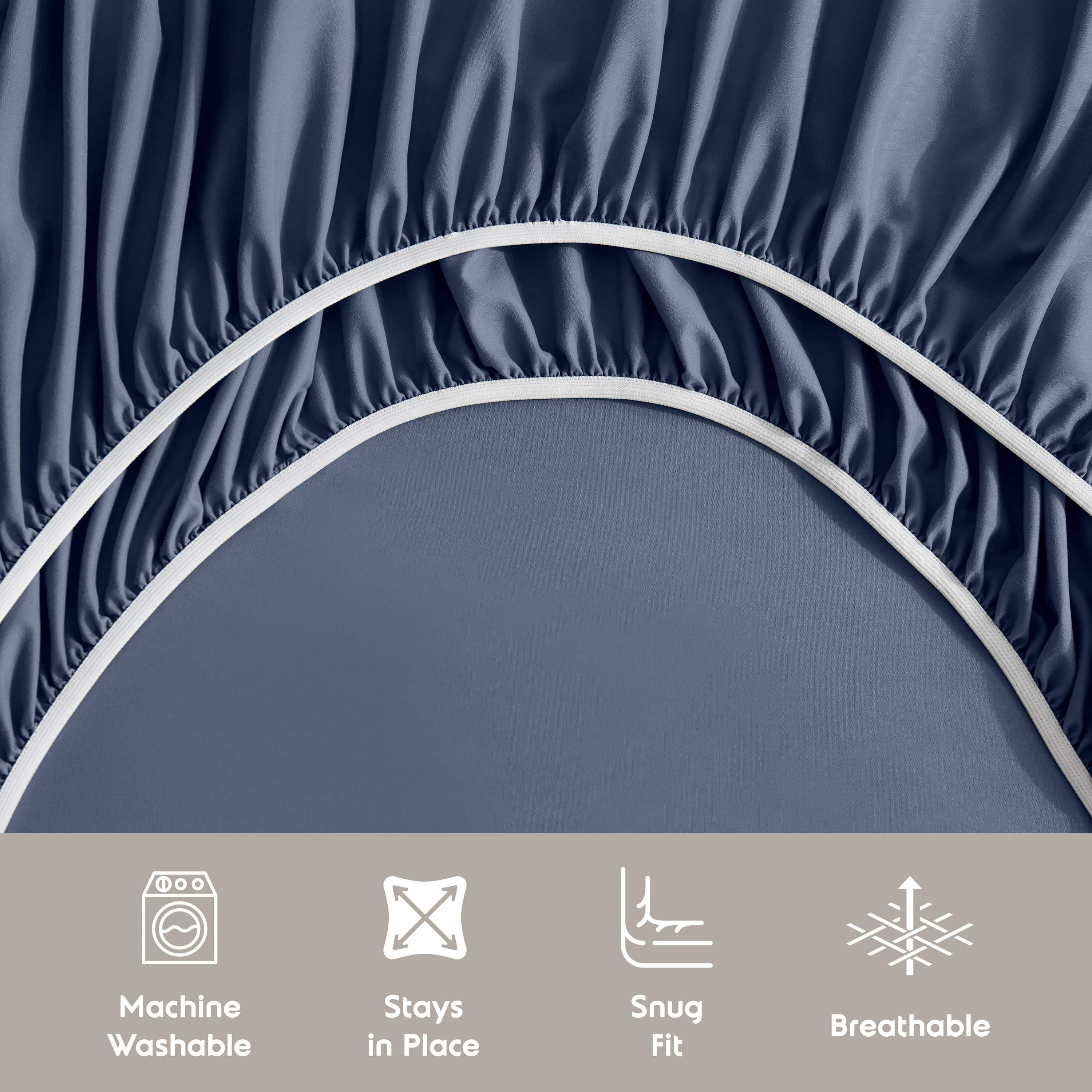 LammaLoe Extra Deep Pocket Queen Sheets set, Fits 18"-24" Mattress, 6 Piece Soft Microfiber Bed Sheet Sets, Navy