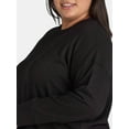 thumbnail image 3 of Time and Tru Women's Crewneck Sweatshirt with High-Low Hem, Sizes XS -4X, 3 of 5