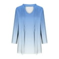 thumbnail image 6 of EchfiProm Womens Fall Shirts 3/4 Sleeve Light Blue Tops Tunic Blouse V-Neck for Ladies Loose, 6 of 6
