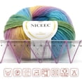 thumbnail image 3 of NICEEC 2 Skeins Soft Rainbow Yarn 100% Wool Gradient Multi Color Yarn for Crocheting Knit Total Length 180m×2(196yds×2,50g×2)-24#, 3 of 7