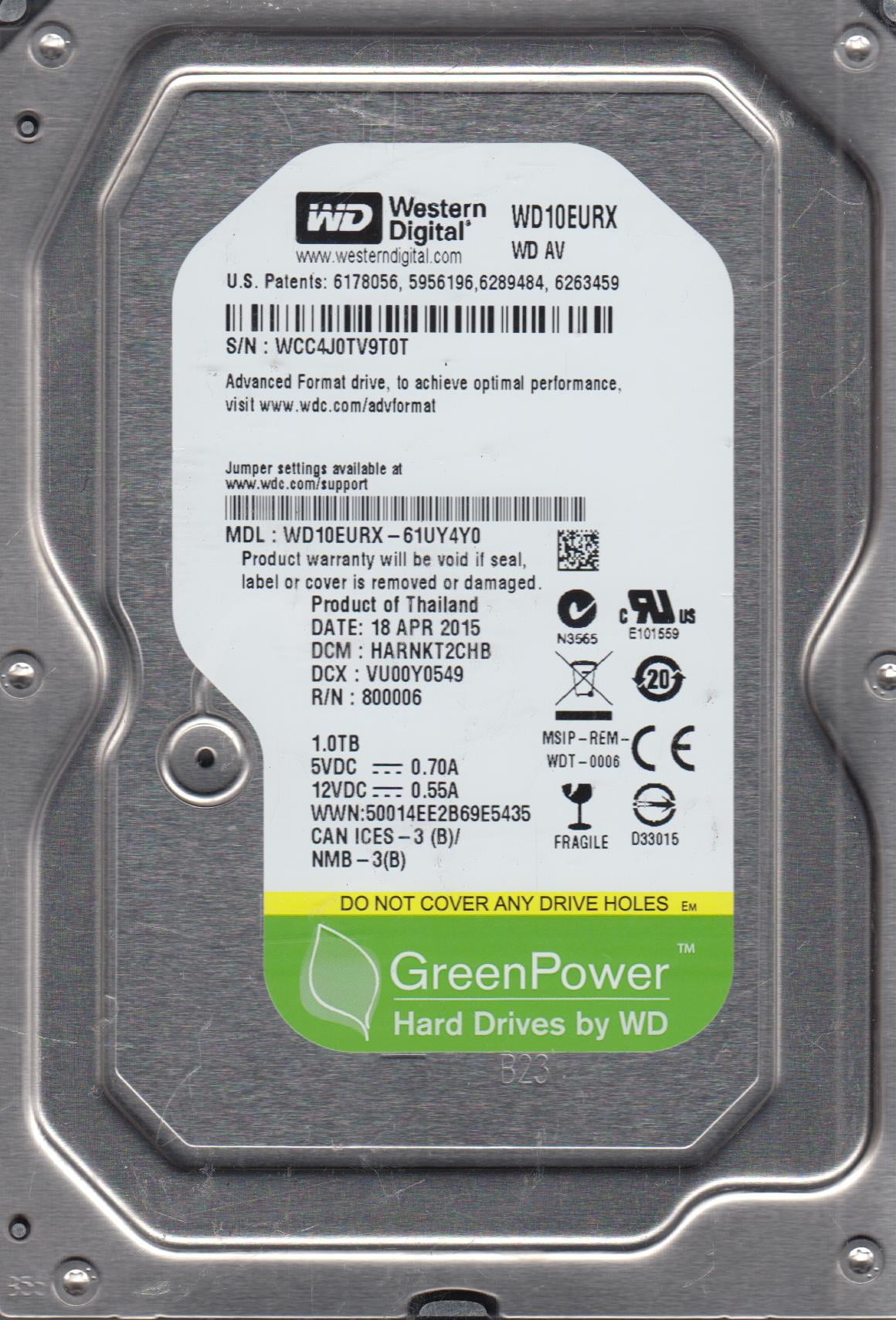 Western Digital, Internal Hard Disk Drive, WD60EZAX 6TB, SATA 3.5