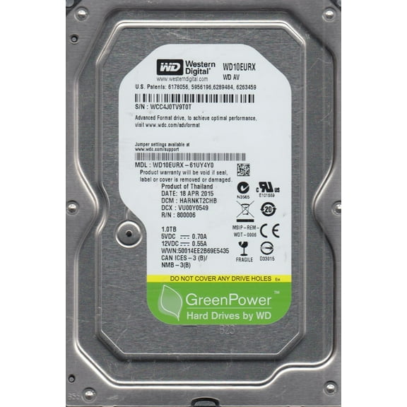 WD10EURX-61UY4Y0, DCM HARNKT2CHB, Western Digital 1TB SATA 3.5 Hard Drive