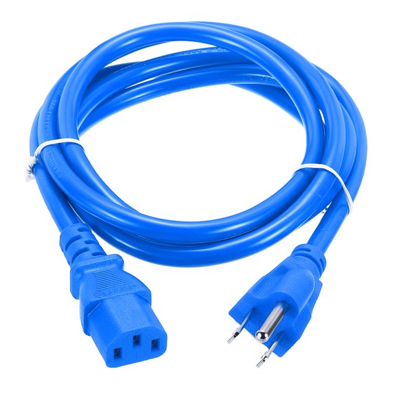 Uxcell 6ft 18 AWG Blue 18/3 Universal Power Cord C13 to NEMA 5-15P 10A 125V 3-Prong Extension Power Cord