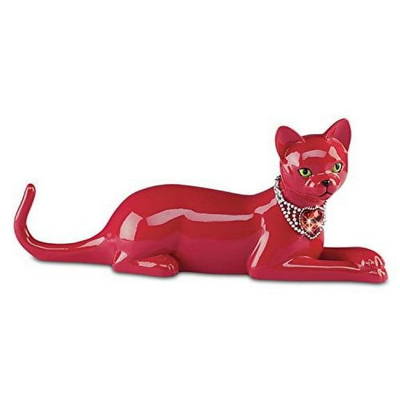 The Hamilton Collection WomenHeart Cat for Heart Health Support: Healing Purrs of Hope Red Cat Figurine 4.5-Inches
