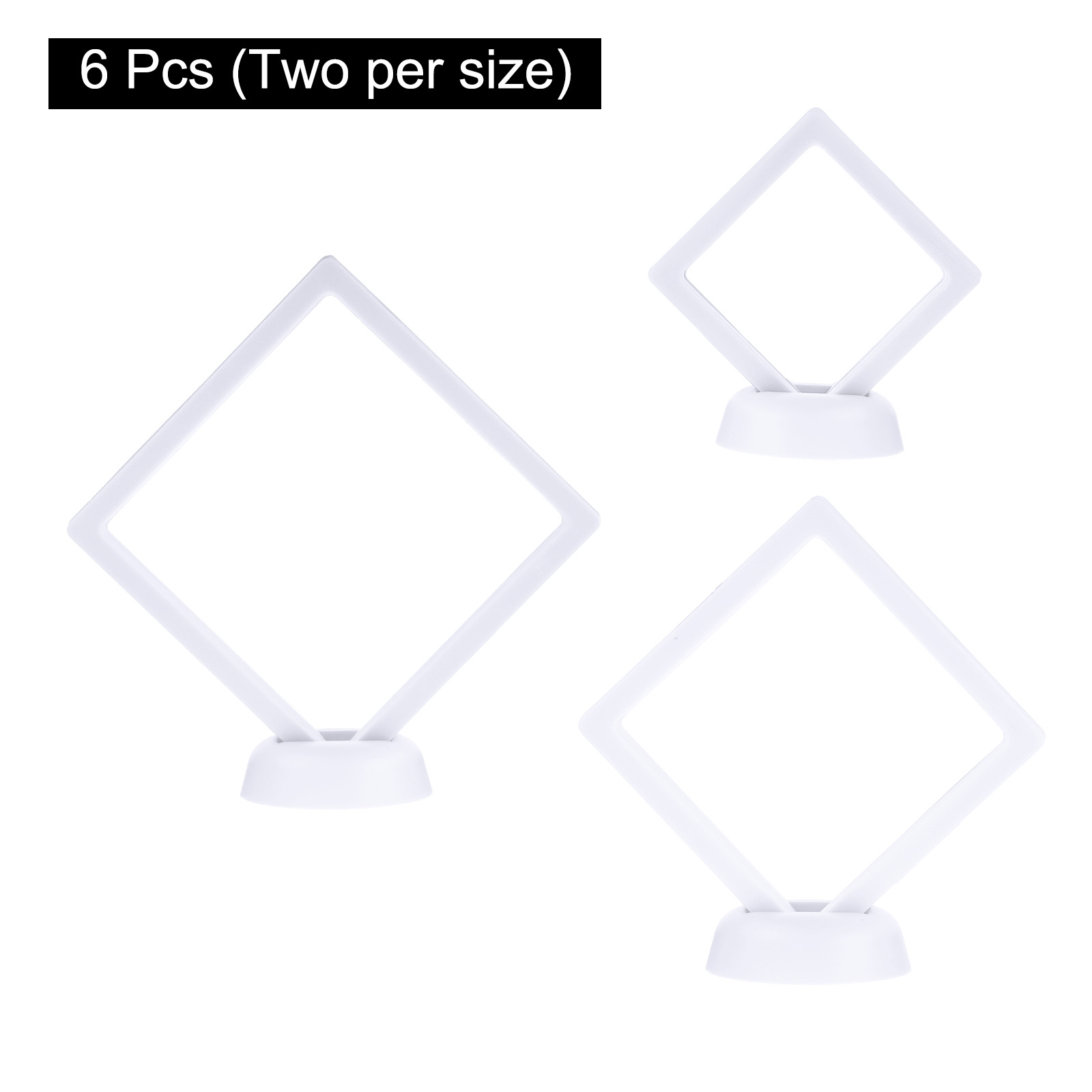 Unique Bargains 6Pcs 3D Floating Frame Display Holder Stands White