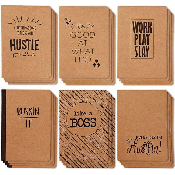 24 Pack Motivational Notebooks Bulk, Lined Inspirational Journals for Coworkers, Office Employee Gifts, Kraft Paper Material, Office Supplies (80 Lined Pages, 4 x 5.75 In)