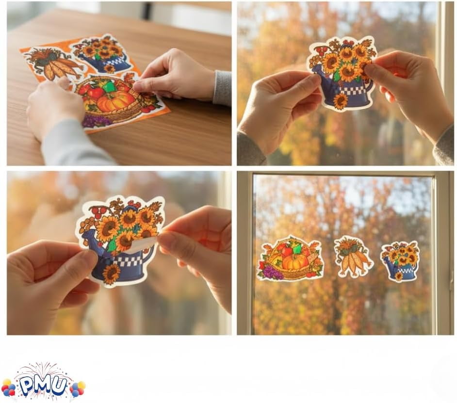 PMU 72 Sheets Thanksgiving Stickers, 15.5in Stickers For Fall Autumn Harvest Theme Party