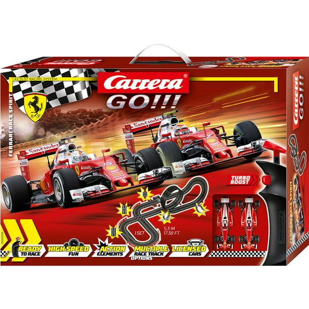Carrera GO!!! Ferrari Race Spirit 1:43 Scale Electric Slot Car Race Track  Set featuring Two Ferrari SF16-H Formula 1 Vehicles 