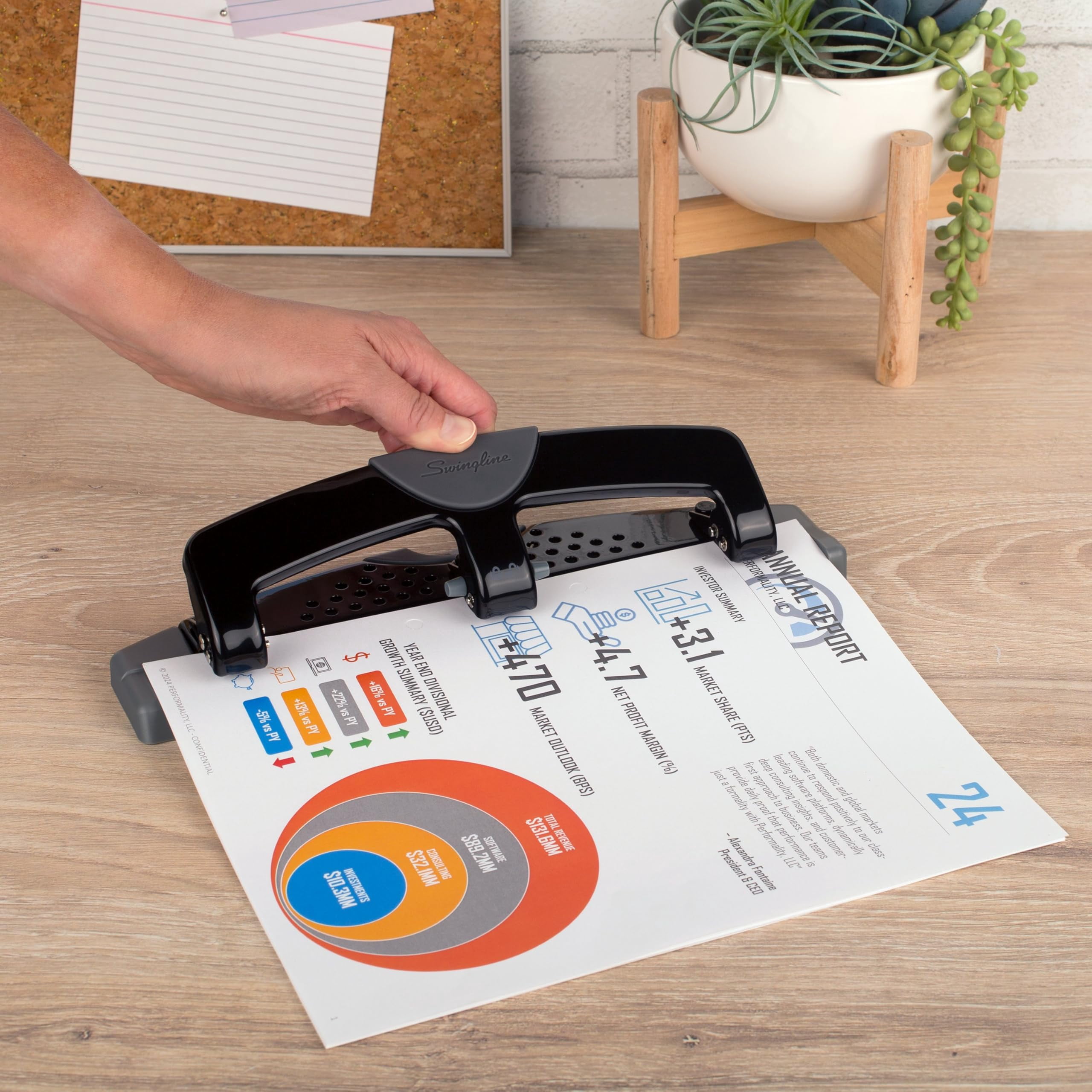 Swingline 3 Hole Punch, 12 Sheet Capacity Three Hole Puncher 3 Ring, Paper Punch, SmartTouch Low Effort, Alignment Guide, Black & Silver (74134) J101