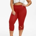 thumbnail image 4 of Jsaierl Plus Size Capris Pants Womens Butt-Lifting Elastic Waist Cropped Leggings Hollow Out Solid Color Shorts, 4 of 9