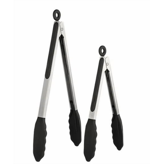 " Sleek And Functional Kitchen Tong Set 12In And 9In"