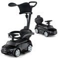 thumbnail image 1 of Gymax Voiture Pousse-Pousse 3-en-1 pour Tout-Petit avec Auvent Ajustable, Rangement sous le Siège, Sons Réalistes, Noir, 1 of 10