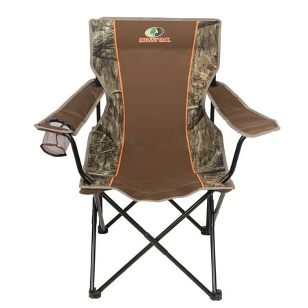 Mossy Oak Soft Arm Camo Quad Camp Chair with Cupholder, Camp, Adult