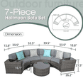 thumbnail image 5 of JOIVI 7-Piece Outdoor Patio Furniture Set, Sectional Half-Moon Sofa, Coffee Table, 4 Pillows, Grey Cushion, with Waterproof Cover, for Garden, Backyard, Porch, Sunroom or Pool, 5 of 7
